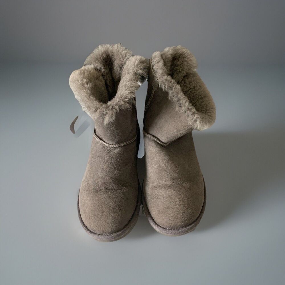Gray Mini Bailey Suede Ugg Boots Women Size 6 Satin Now Shearling Lining